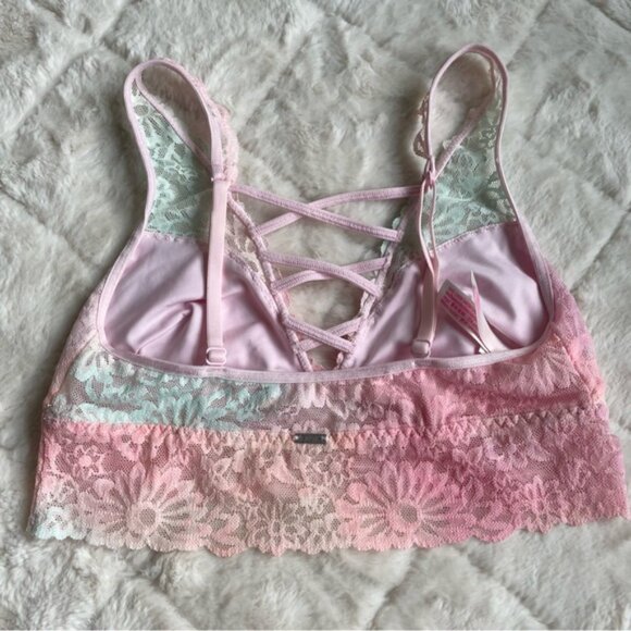 Victoria's Secret PINK | Cotton Candy Plunge Lace Bralette | Size Extra Small - Picture 4 of 11